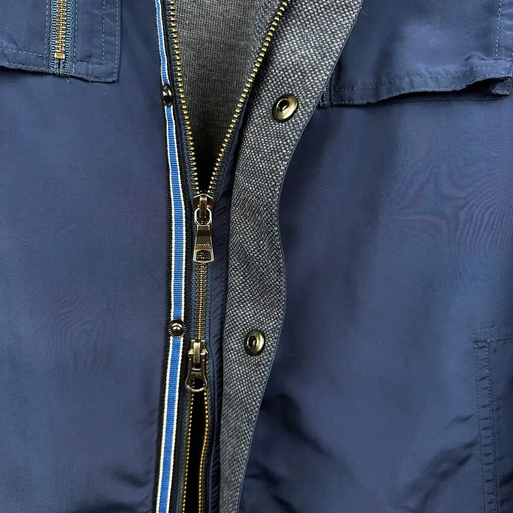 Banana Republic Men's Jacket Zip Snap Front Utility Softshell Navy Large Outdoor